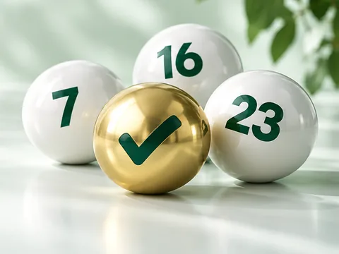 Rätta Eurojackpot – vita lottokulor och en guldkula med grön bock